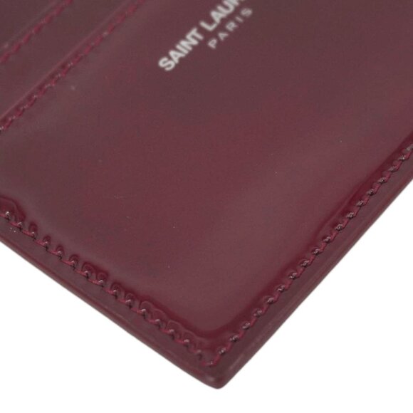 Yves Saint Laurent  Cassandra Leather Card Holder Burgundy - Picture 7 of 12